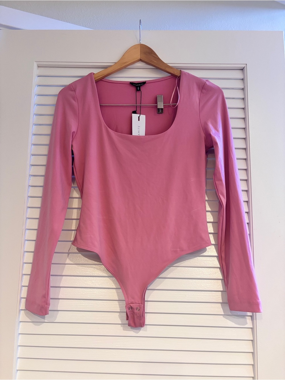 Dynamite Mauve-Pink Long Sleeve Scoop Neck Bodysuit